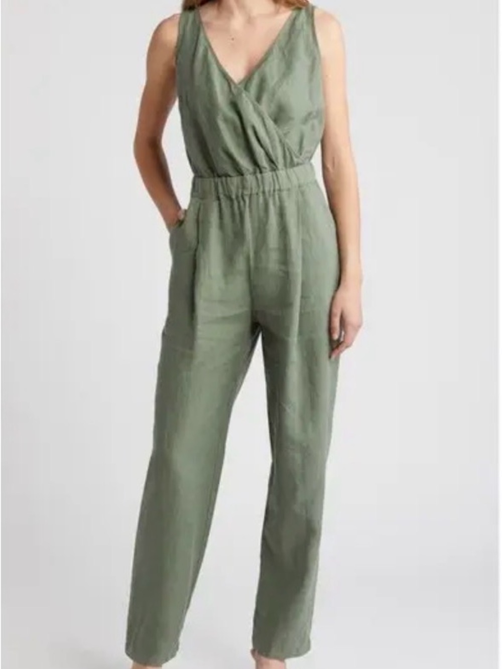 Nation LTD Olive Green Sleeveless V-Neck Jumpsuit